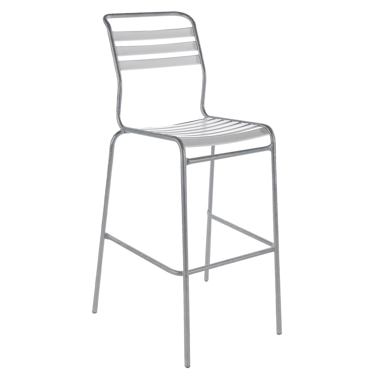 Schaffner Säntis Tabouret de bar à lattes Gris Argent 78 Blanc 90