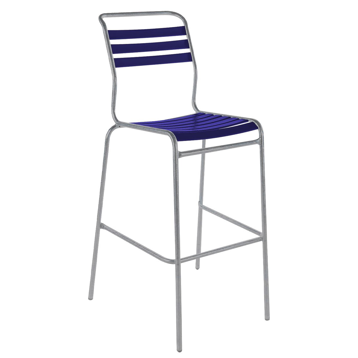 Schaffner Säntis Tabouret de bar à lattes Gris Argent 78 Bleu 53