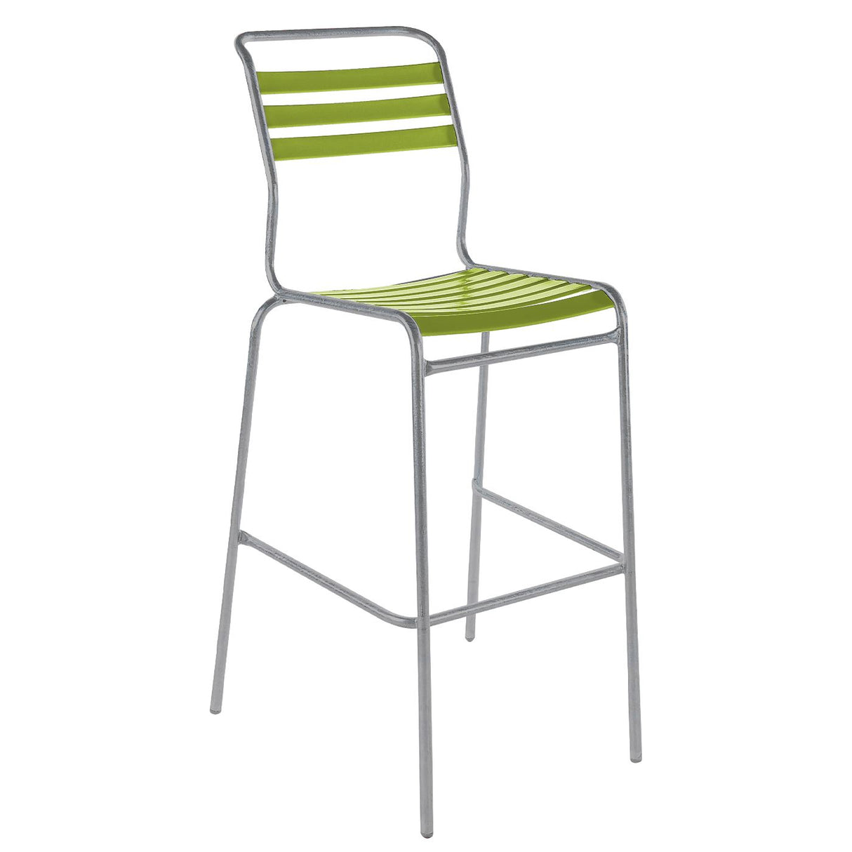 Schaffner Säntis Tabouret de bar à lattes Gris Argent 78 Vert Clair 63