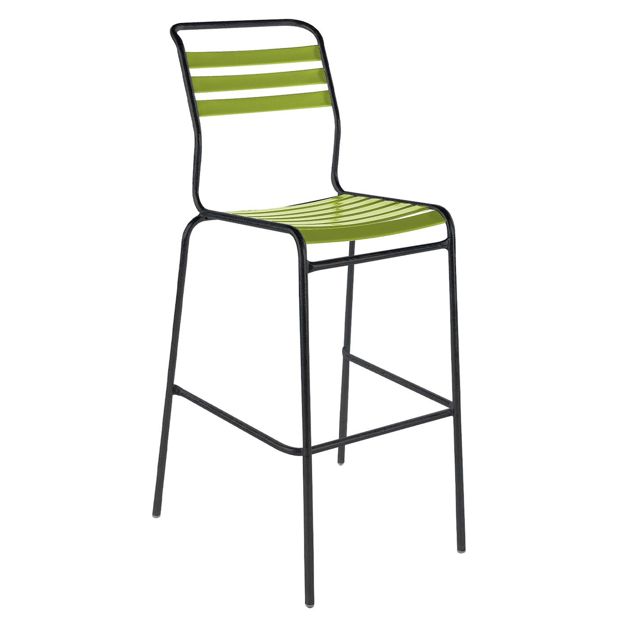 Schaffner Säntis Tabouret de bar à lattes Noir 91 Vert Clair 63