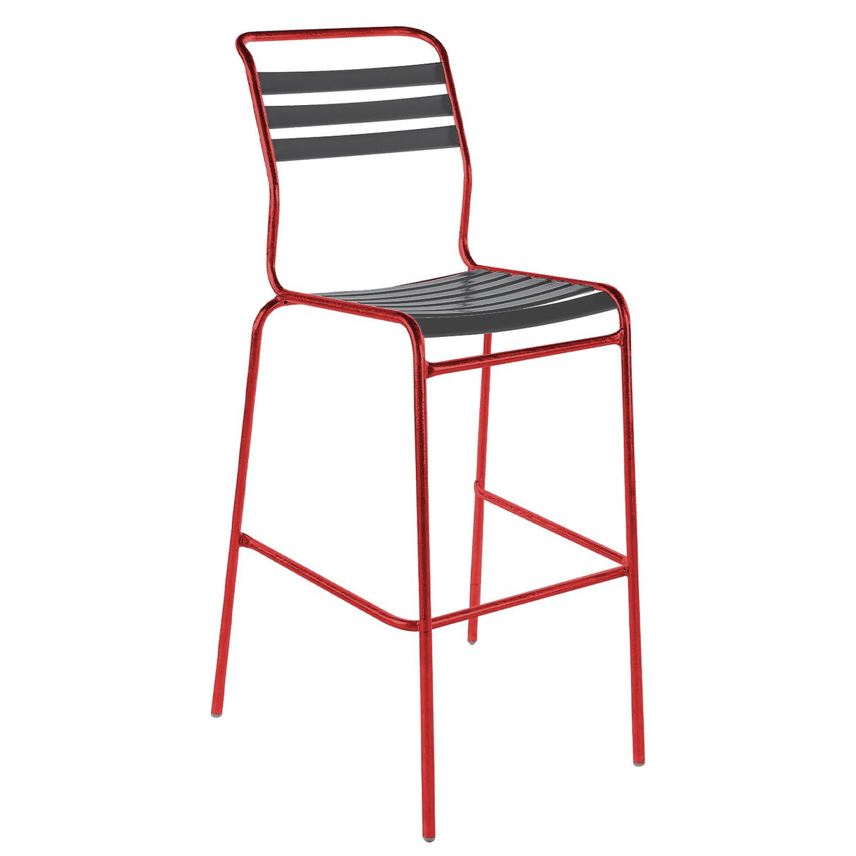 Schaffner Säntis Tabouret de bar à lattes Rouge 30 Anthracite 77