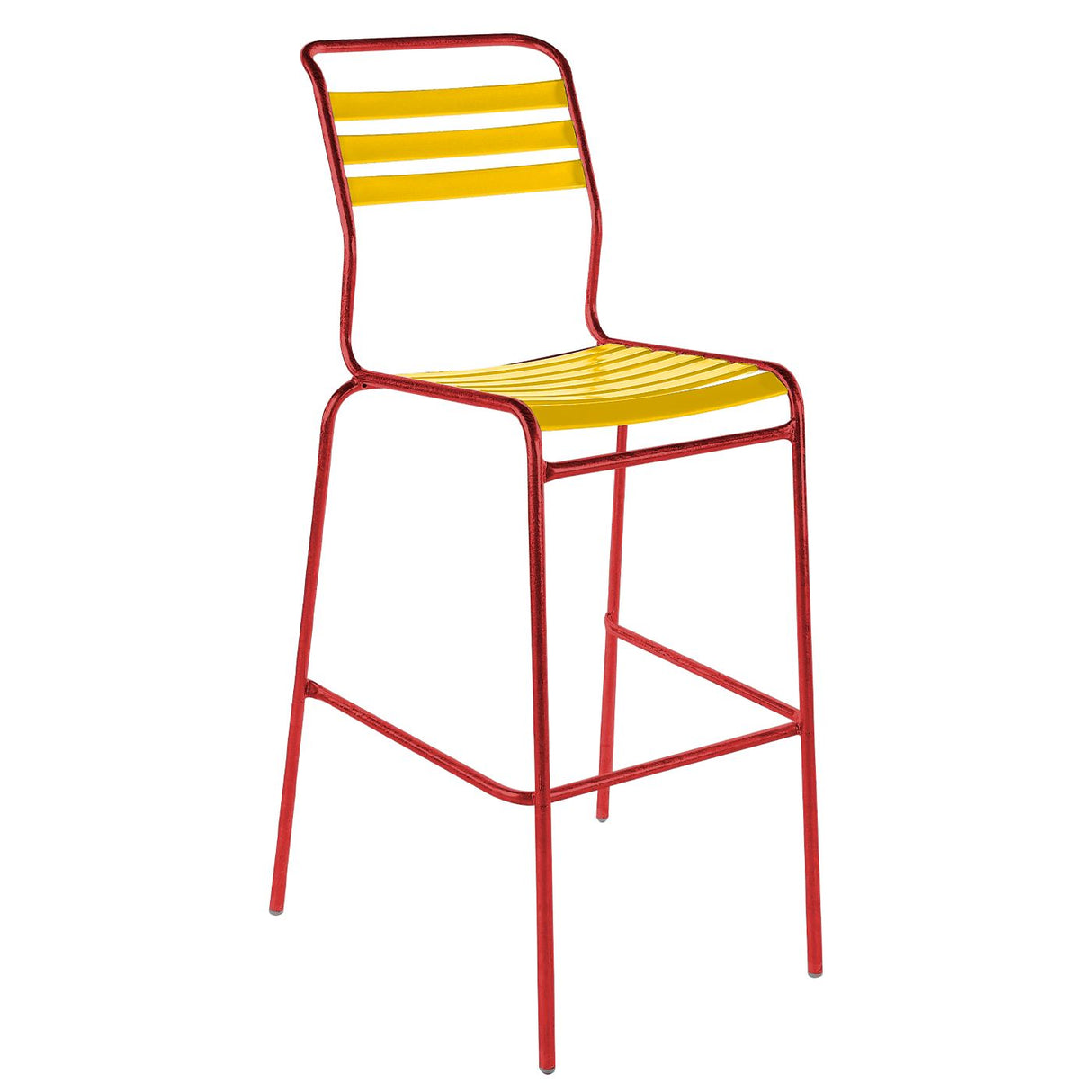 Schaffner Säntis Tabouret de bar à lattes Rouge 30 Jaune 11