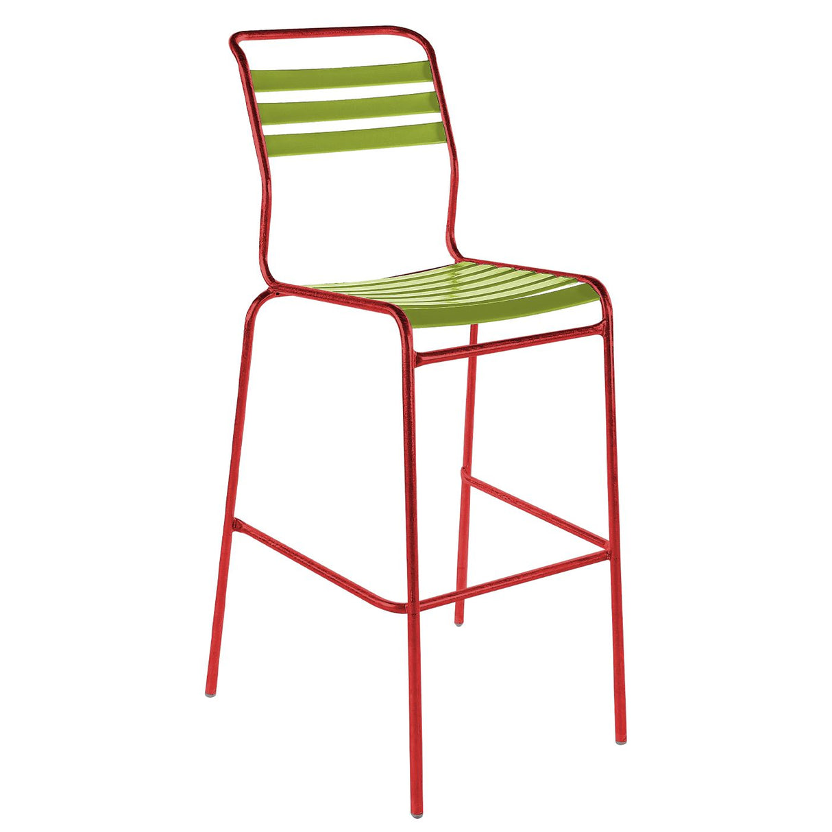 Schaffner Säntis Tabouret de bar à lattes Rouge 30 Vert Clair 63