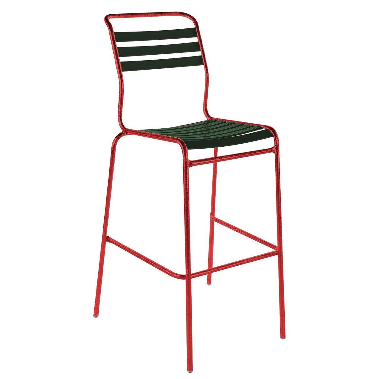 Schaffner Säntis Tabouret de bar à lattes Rouge 30 Vert sapin 66