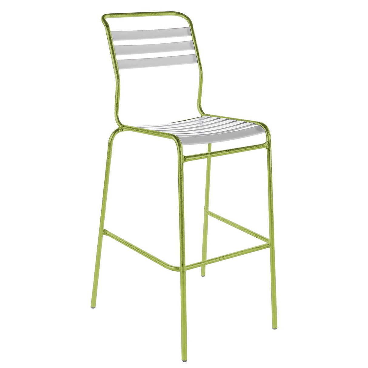 Schaffner Säntis Tabouret de bar à lattes Vert Clair 63 Blanc 90