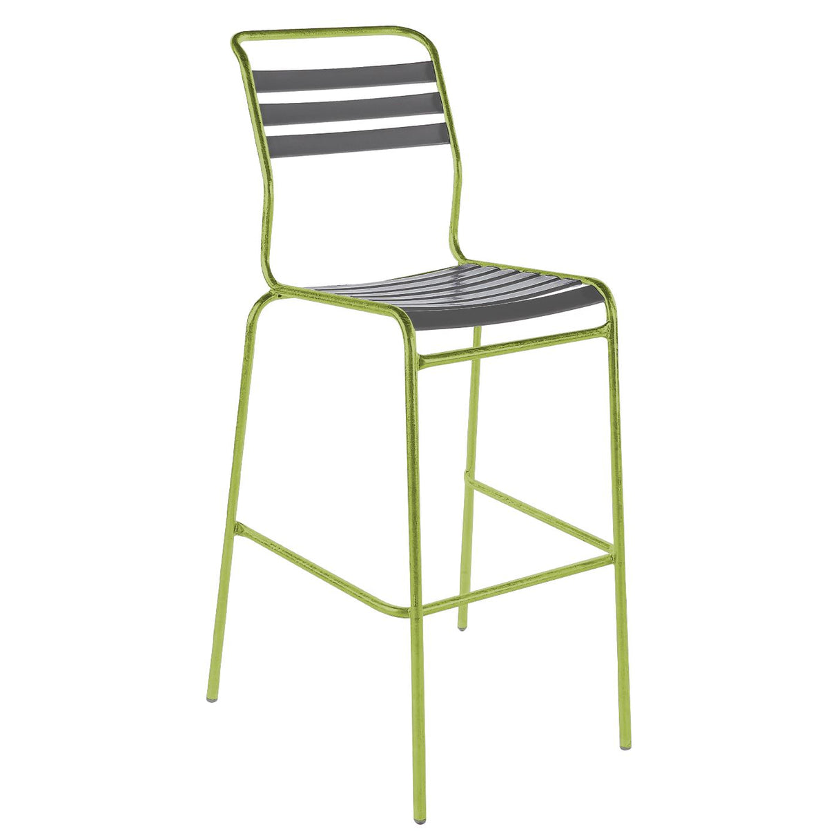 Schaffner Säntis Tabouret de bar à lattes Vert Clair 63 Graphite 73