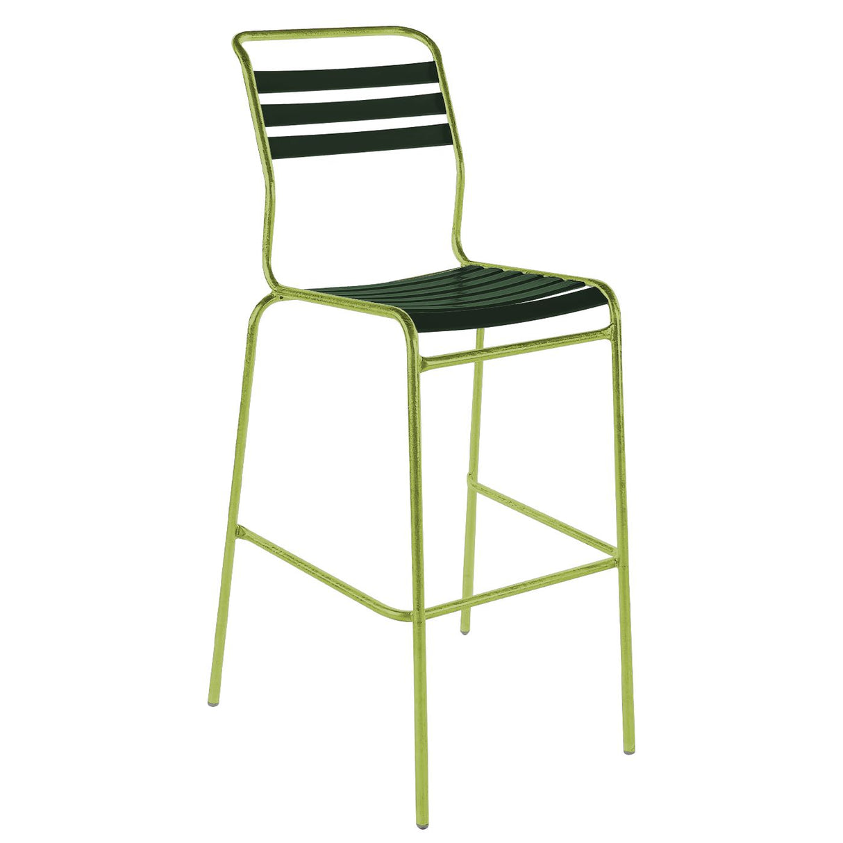 Schaffner Säntis Tabouret de bar à lattes Vert Clair 63 Vert sapin 66