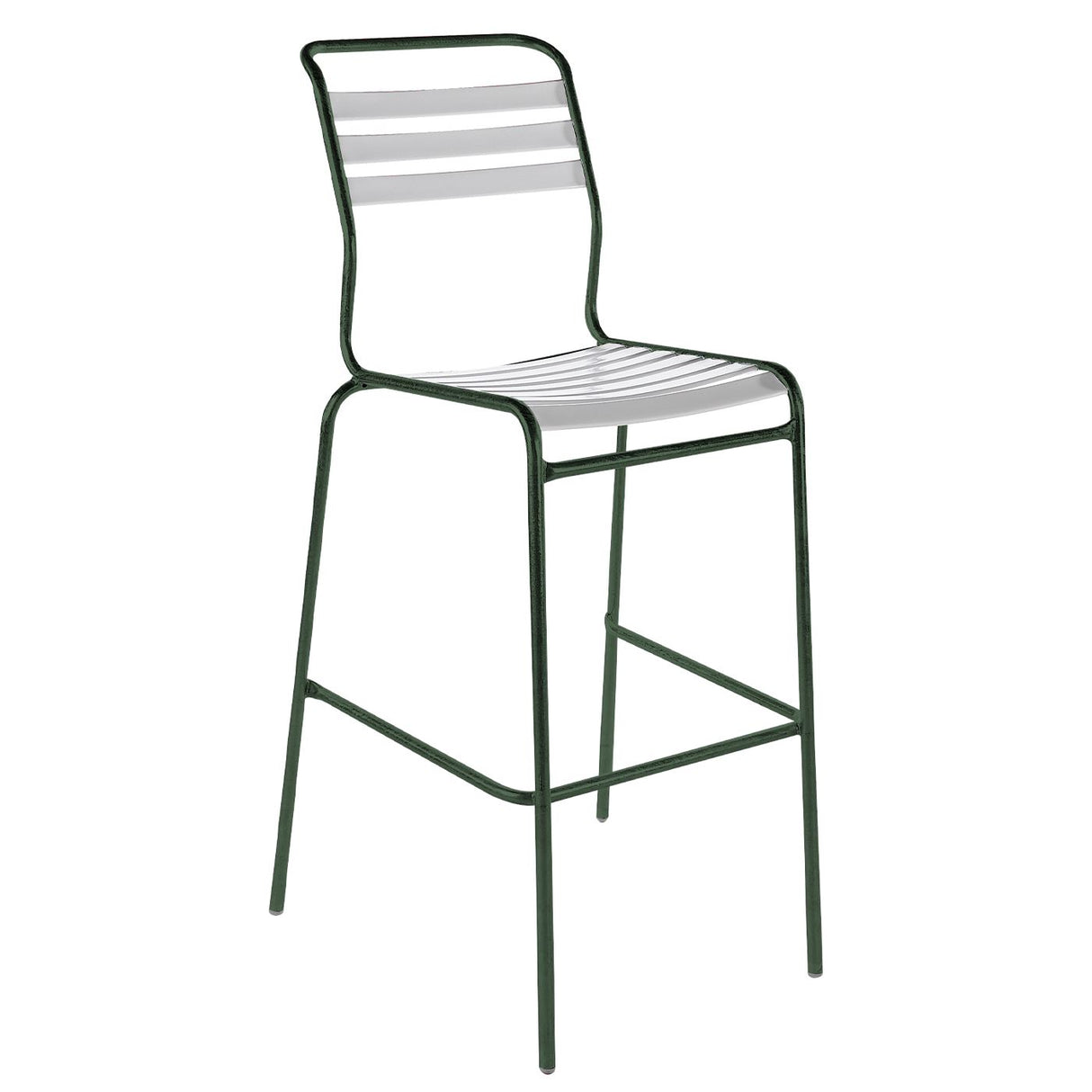 Schaffner Säntis Tabouret de bar à lattes Vert Sapin 66 Blanc 90