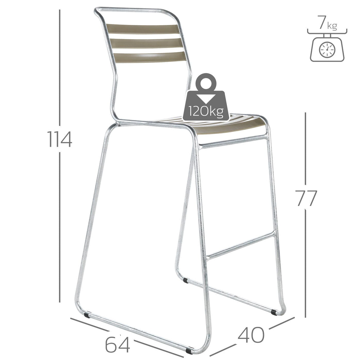 Schaffner Säntis Tabouret de bar luge à lattes