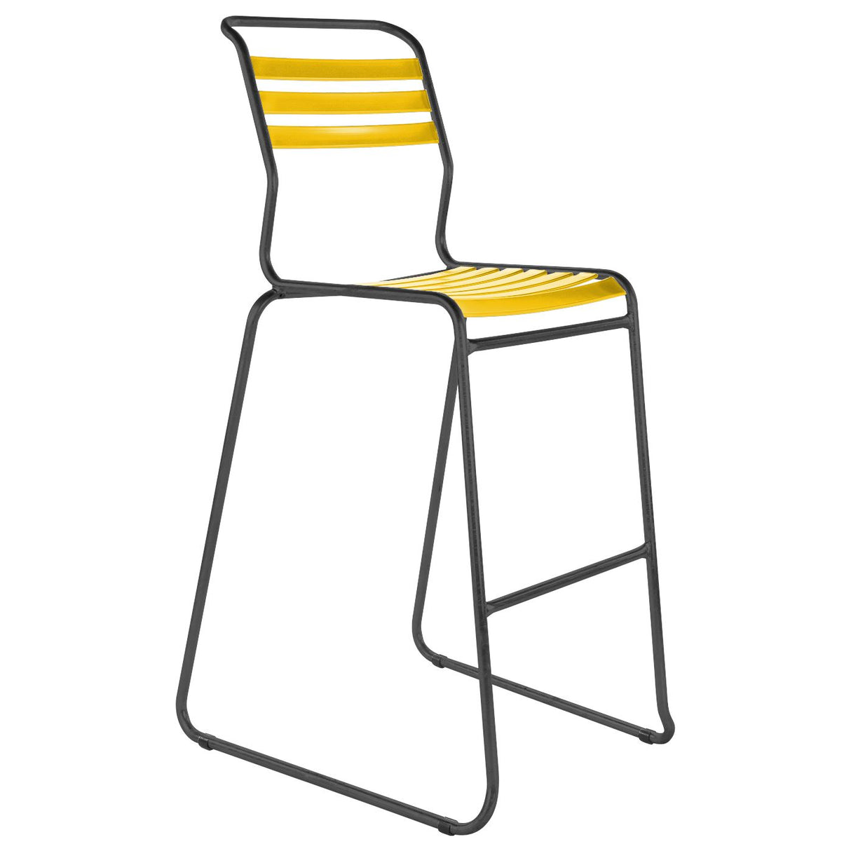 Schaffner Säntis Tabouret de bar luge à lattes Anthracite 77 Jaune 11