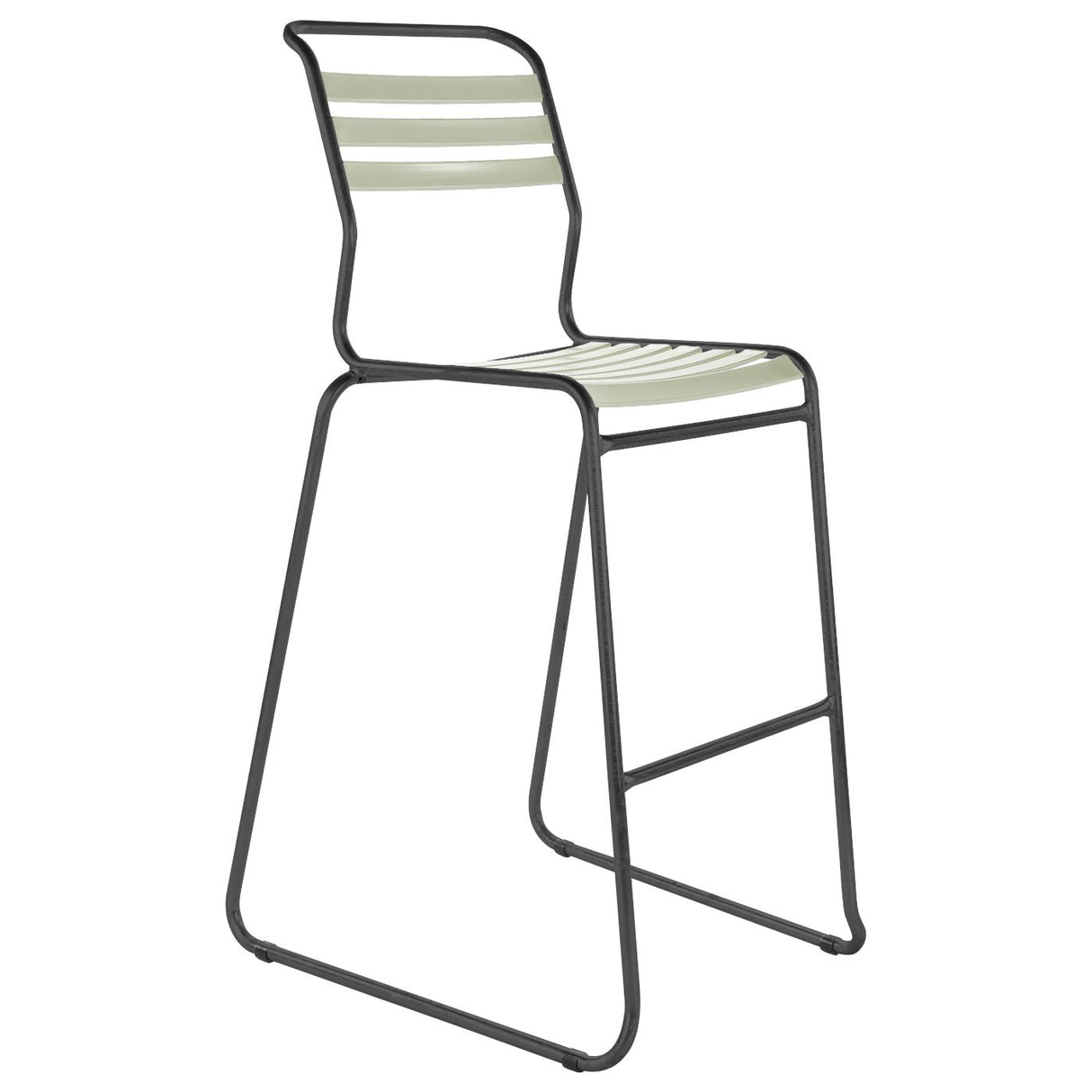 Schaffner Säntis Tabouret de bar luge à lattes Anthracite 77 Vert pastel 64