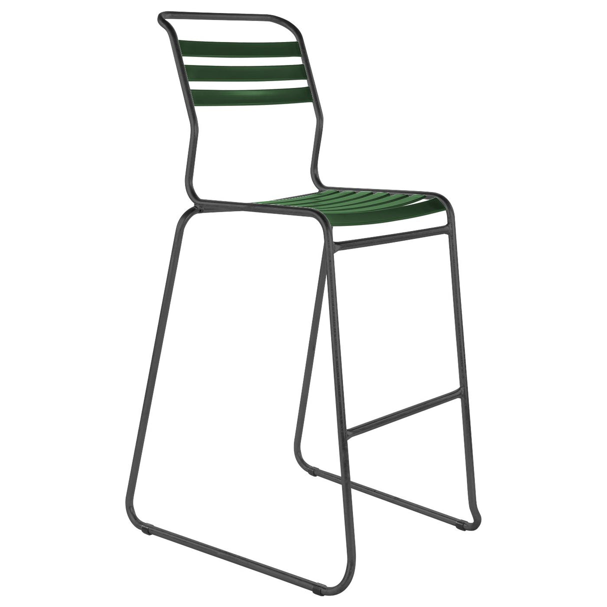 Schaffner Säntis Tabouret de bar luge à lattes Anthracite 77 Vert sapin 66