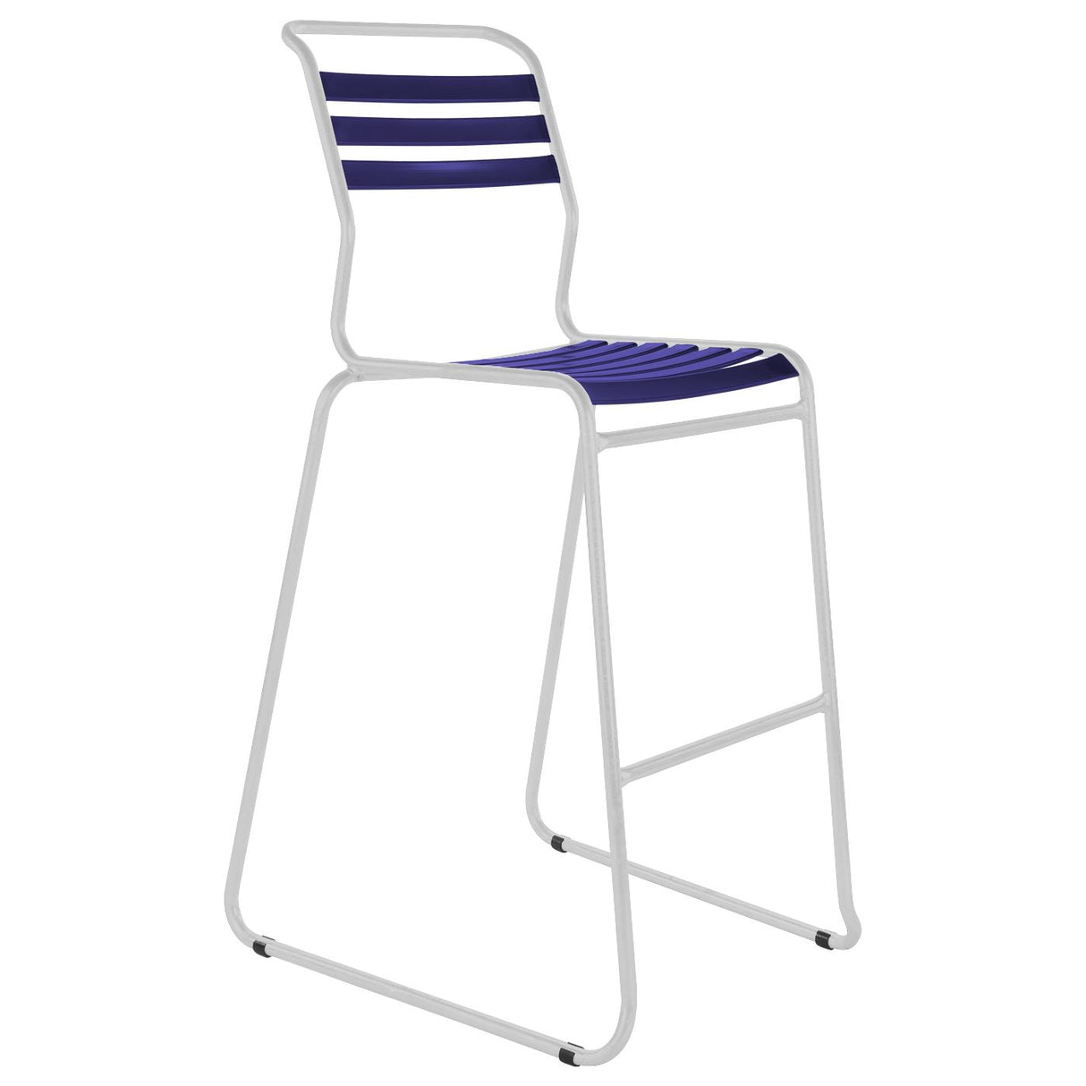 Schaffner Säntis Tabouret de bar luge à lattes Blanc 90 Bleu 53
