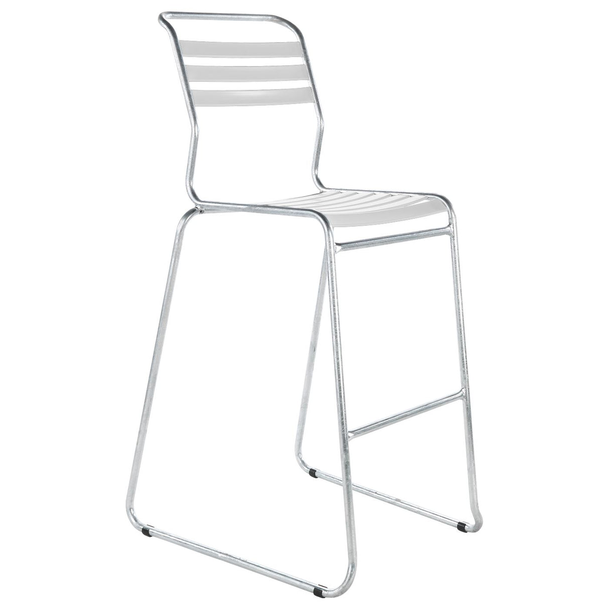 Schaffner Säntis Tabouret de bar luge à lattes Galvanisé à chaud 02 Blanc 90