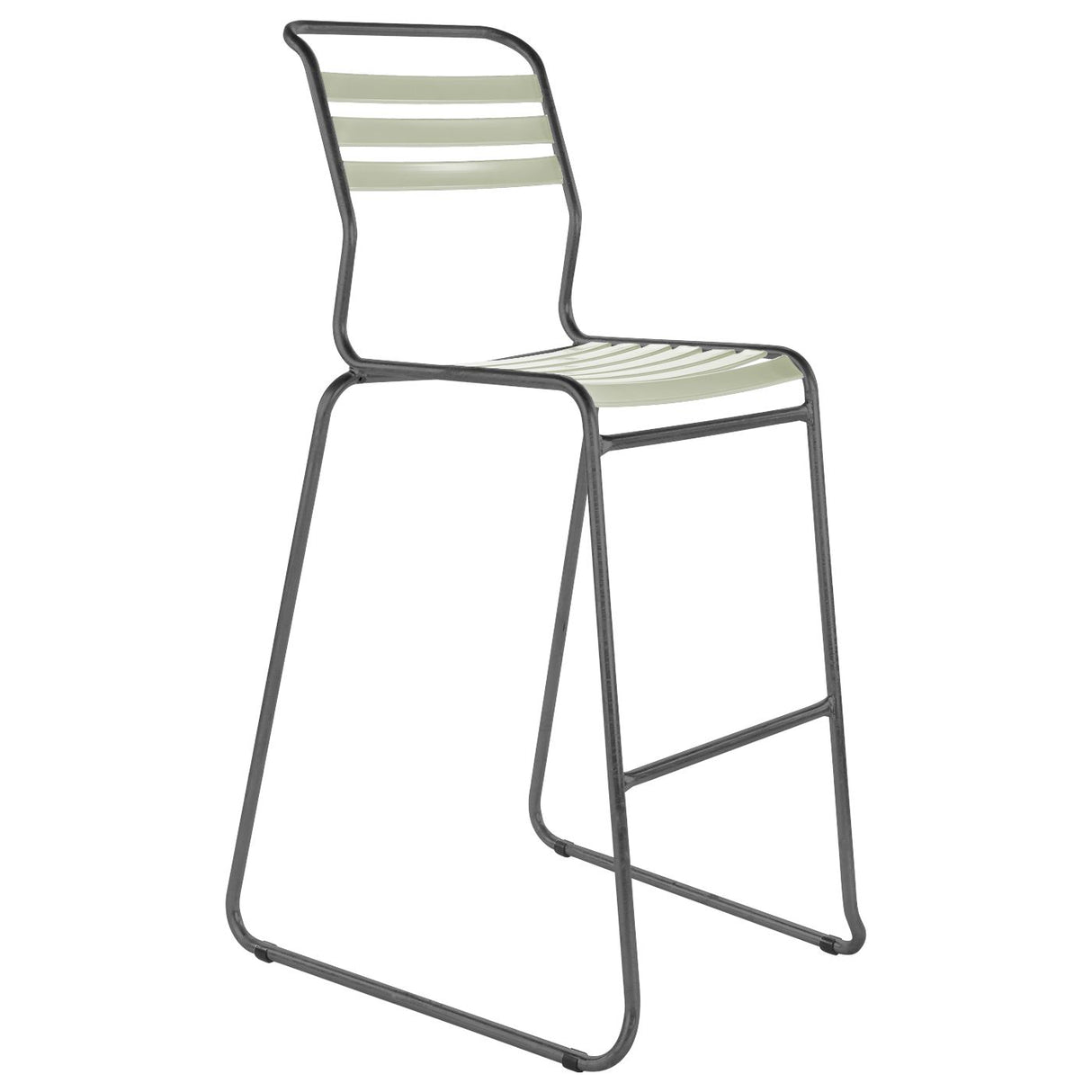 Schaffner Säntis Tabouret de bar luge à lattes Graphite 73 Vert pastel 64