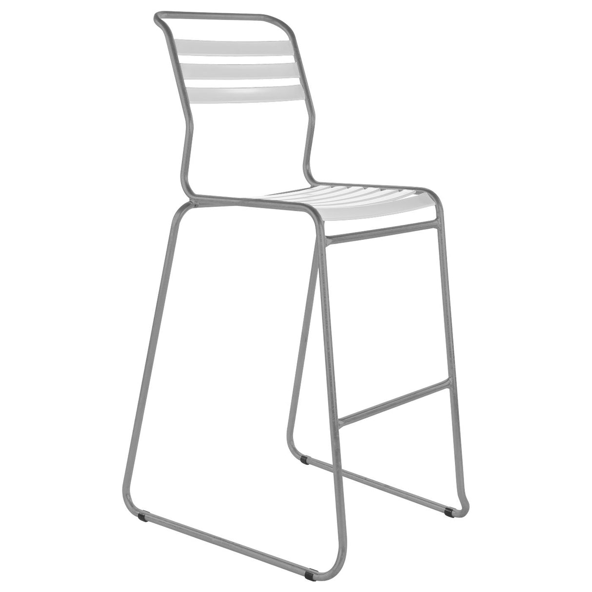 Schaffner Säntis Tabouret de bar luge à lattes Gris Argent 78 Blanc 90