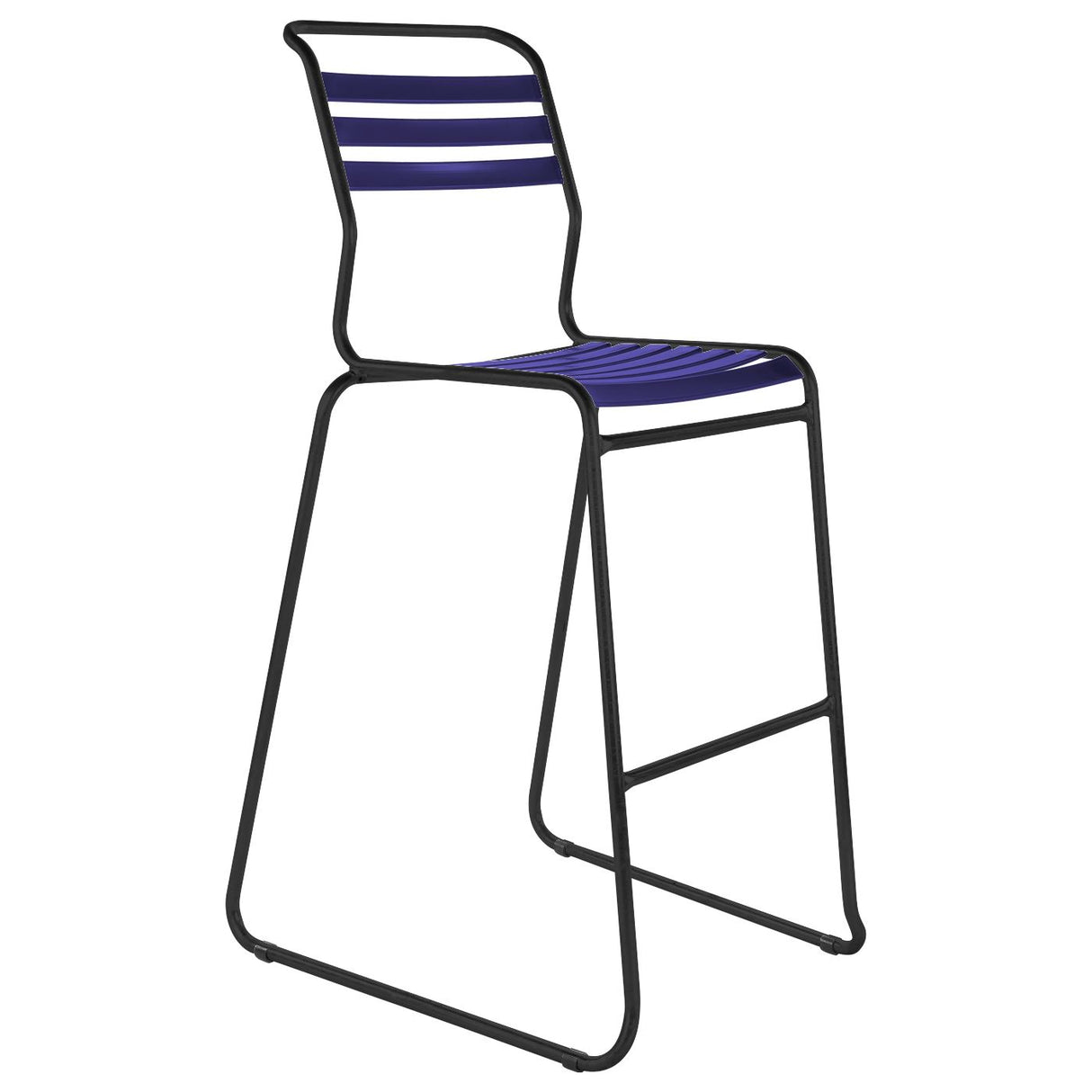 Schaffner Säntis Tabouret de bar luge à lattes Noir 91 Bleu 53