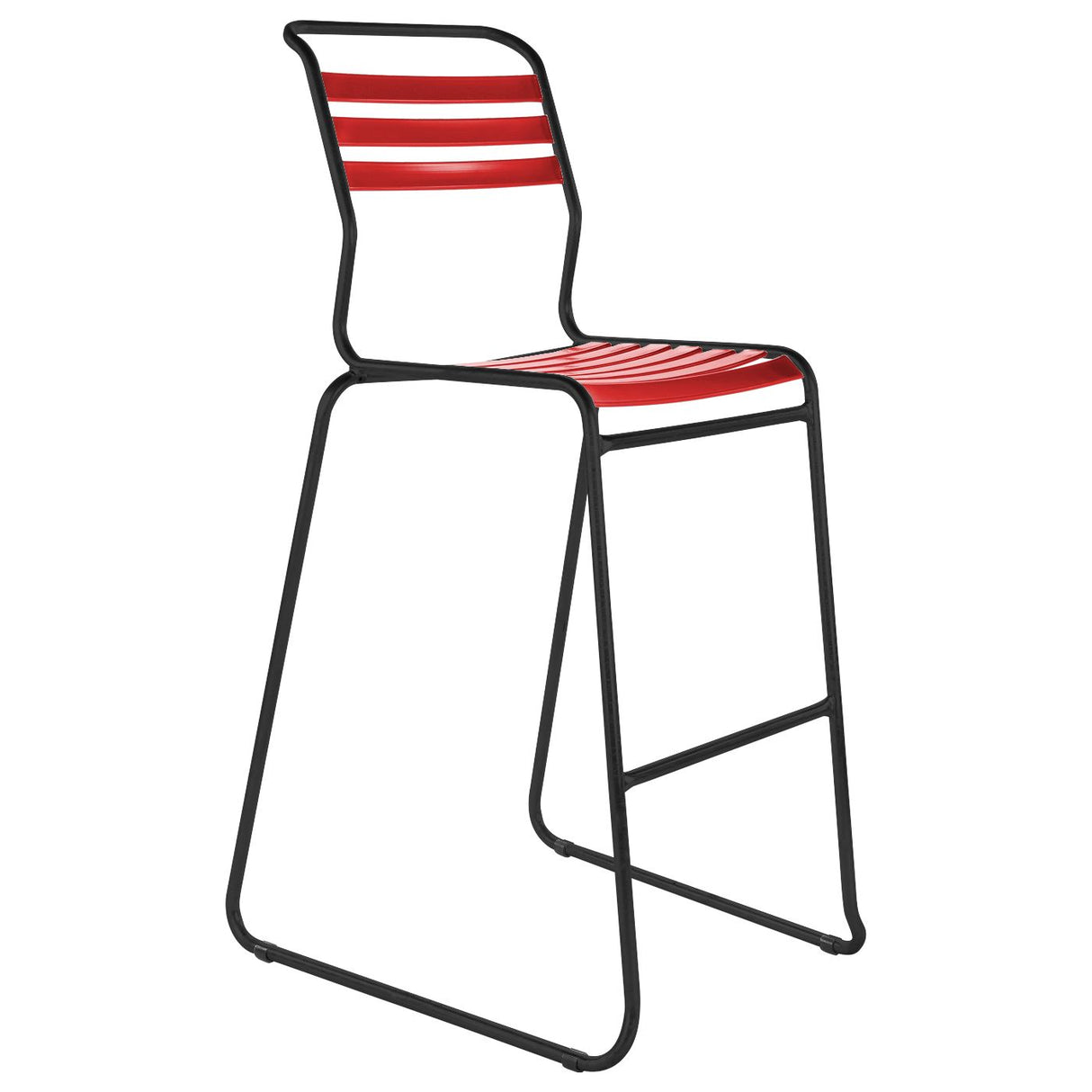 Schaffner Säntis Tabouret de bar luge à lattes Noir 91 Rouge 30
