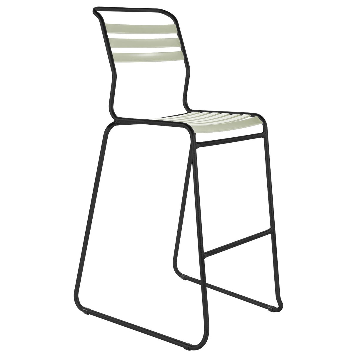 Schaffner Säntis Tabouret de bar luge à lattes Noir 91 Vert pastel 64