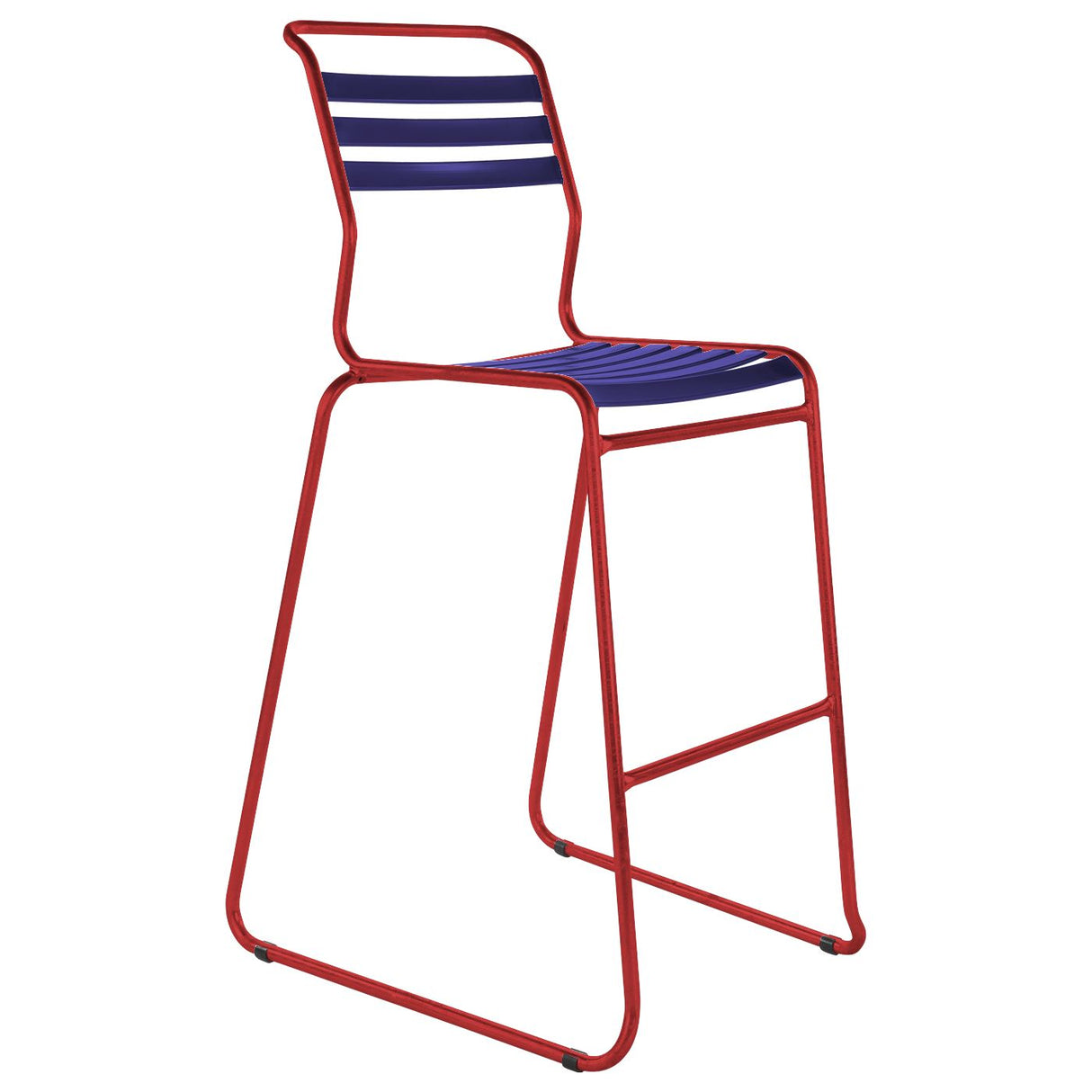 Schaffner Säntis Tabouret de bar luge à lattes Rouge 30 Bleu 53