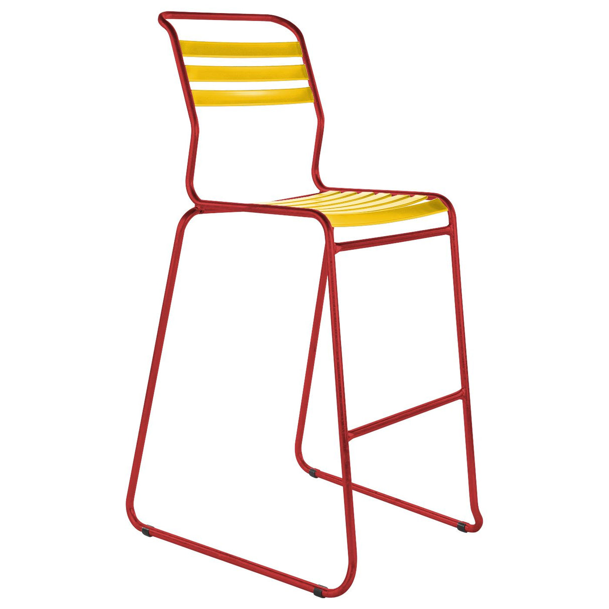 Schaffner Säntis Tabouret de bar luge à lattes Rouge 30 Jaune 11