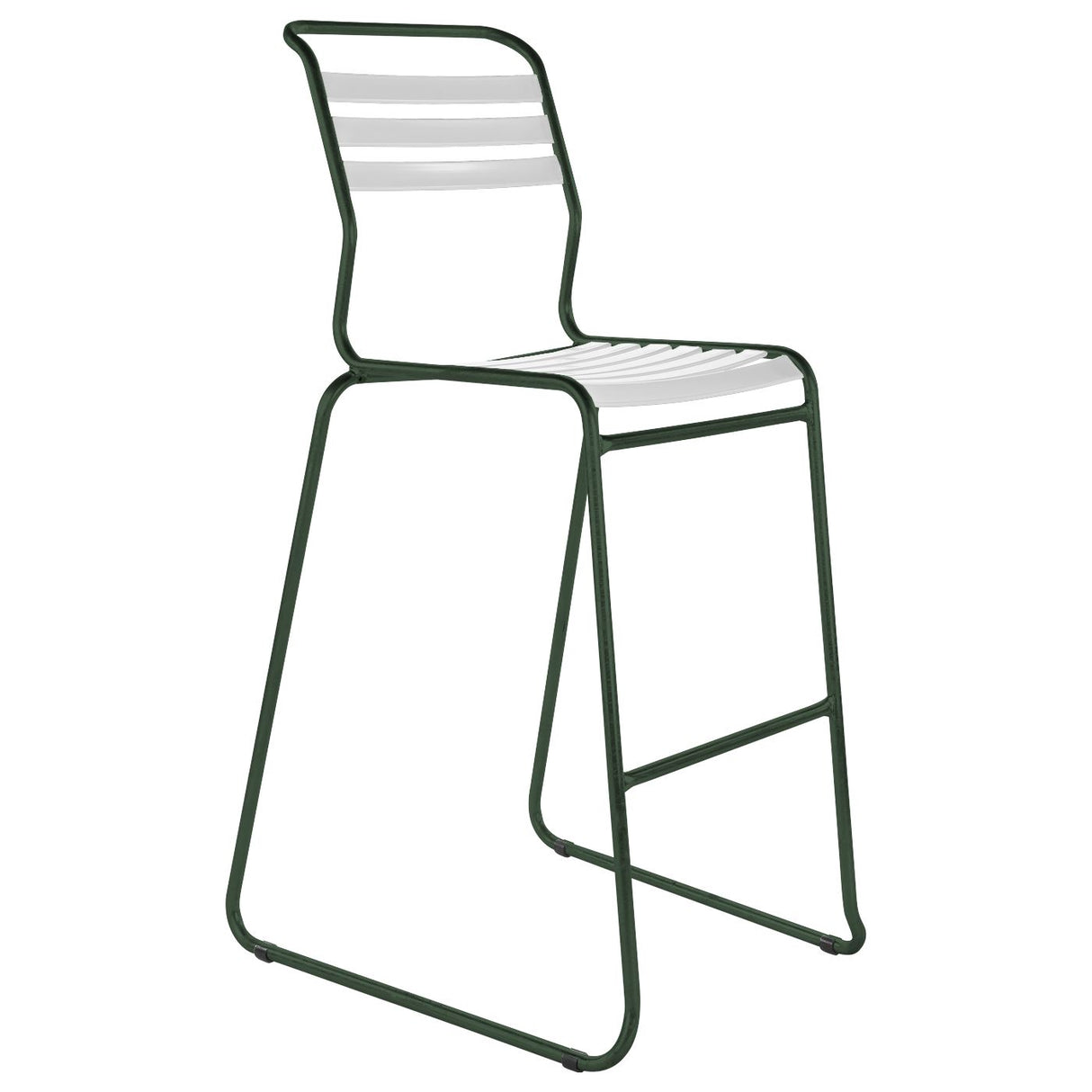 Schaffner Säntis Tabouret de bar luge à lattes Vert Sapin 66 Blanc 90