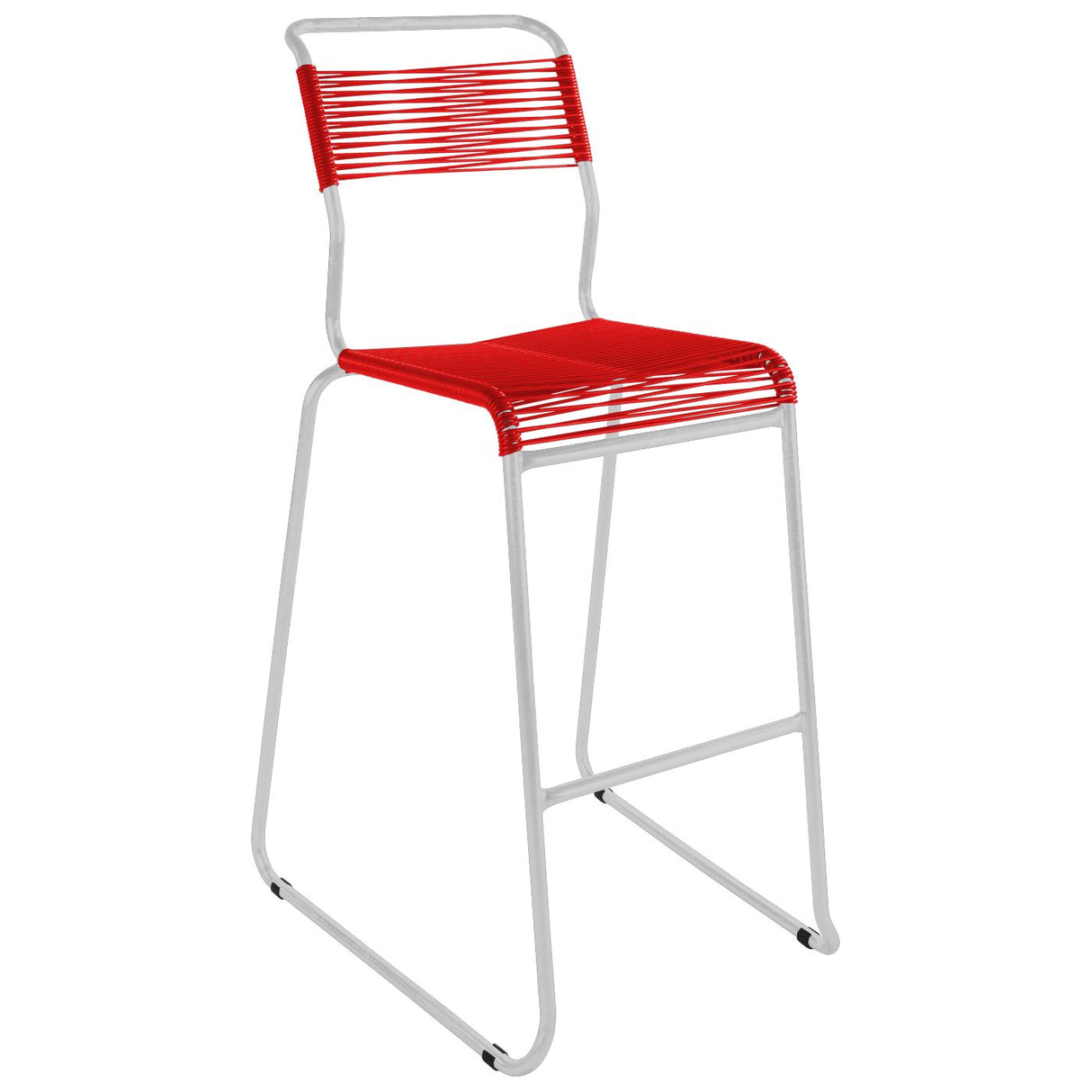 Schaffner Säntis Tabouret de bar Spaghetti luge sans accoudoirs Blanc 90 Rouge 30