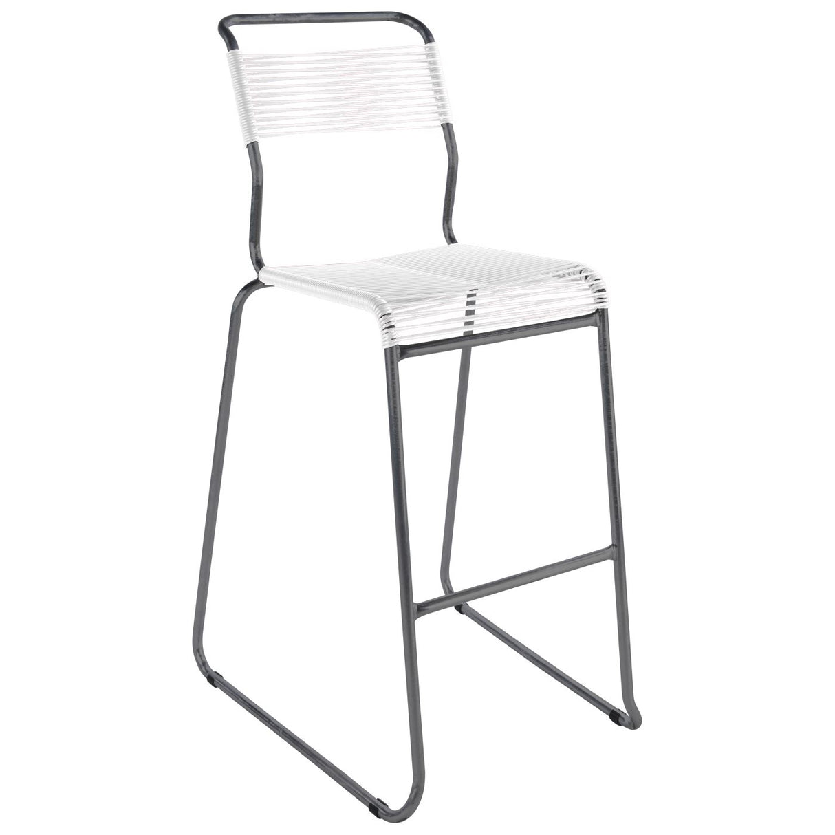 Schaffner Säntis Tabouret de bar Spaghetti luge sans accoudoirs Graphite 73 Blanc 90