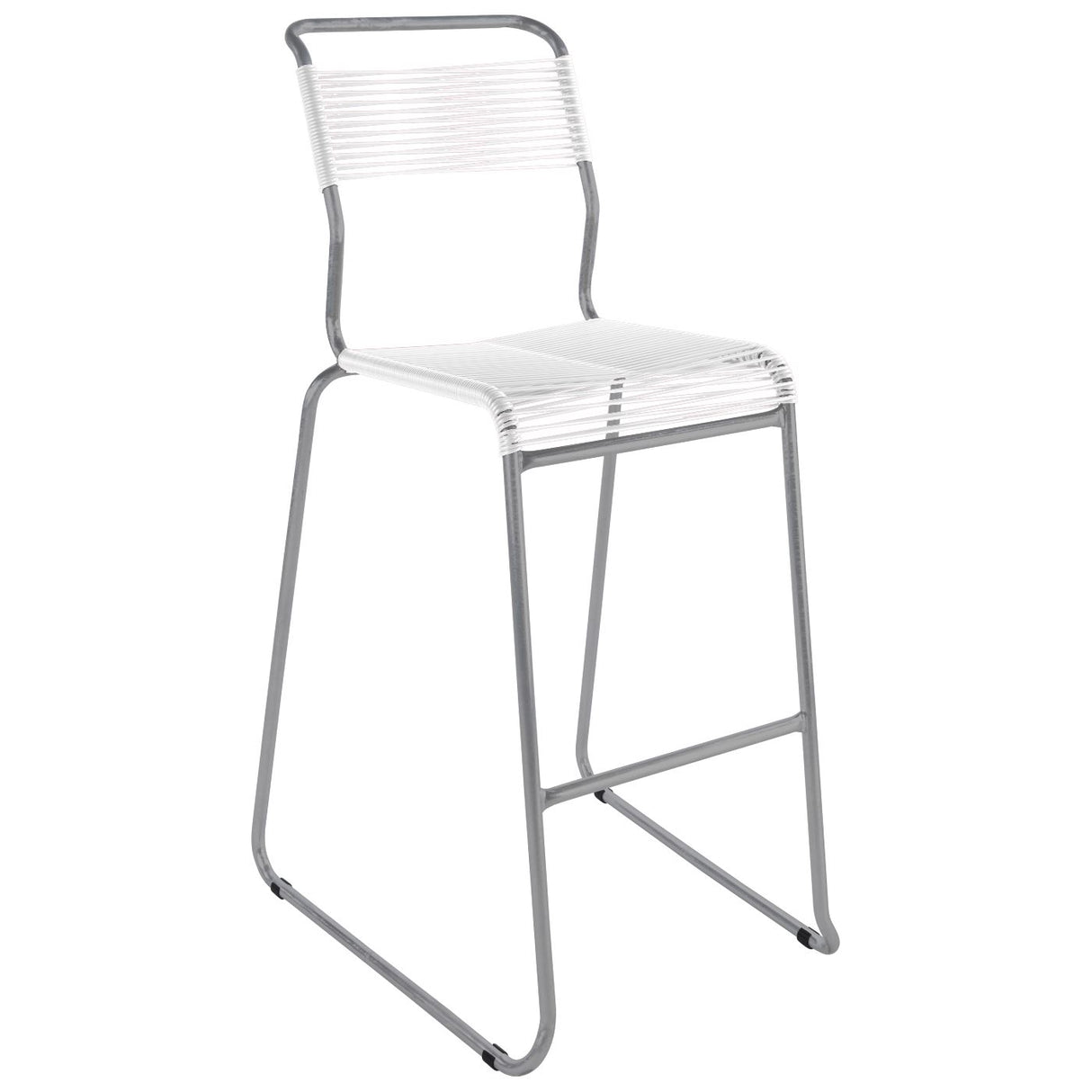 Schaffner Säntis Tabouret de bar Spaghetti luge sans accoudoirs Gris Argent 78 Blanc 90