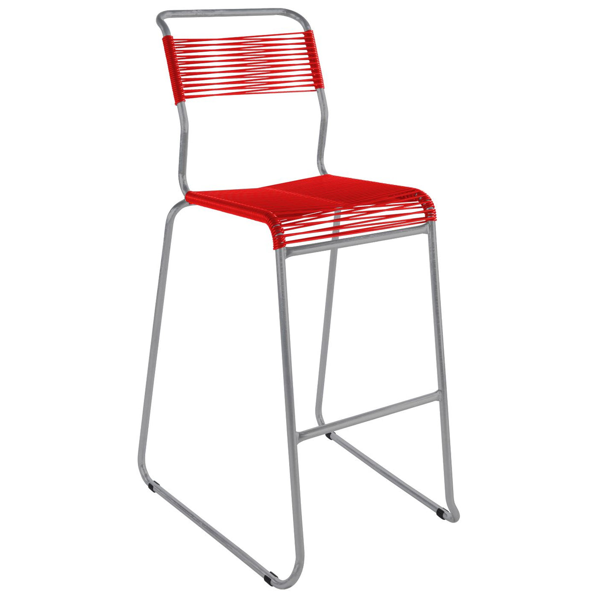 Schaffner Säntis Tabouret de bar Spaghetti luge sans accoudoirs Gris Argent 78 Rouge 30