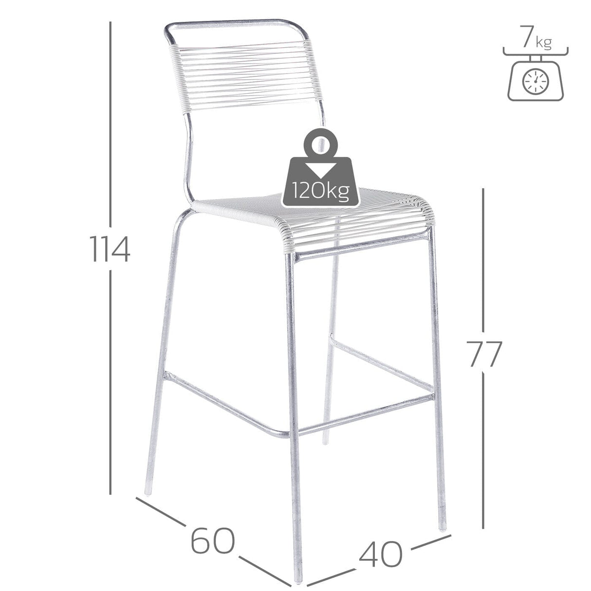 Schaffner Säntis Tabouret de bar Spaghetti sans accoudoirs