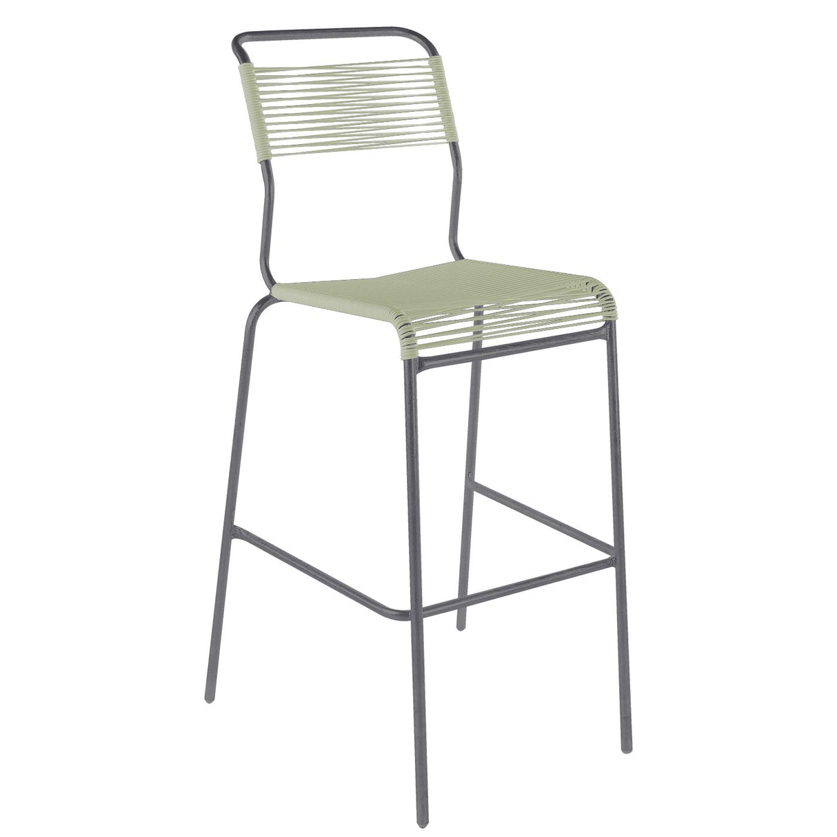 Schaffner Säntis Tabouret de bar Spaghetti sans accoudoirs Graphite 73 Vert pastel 64