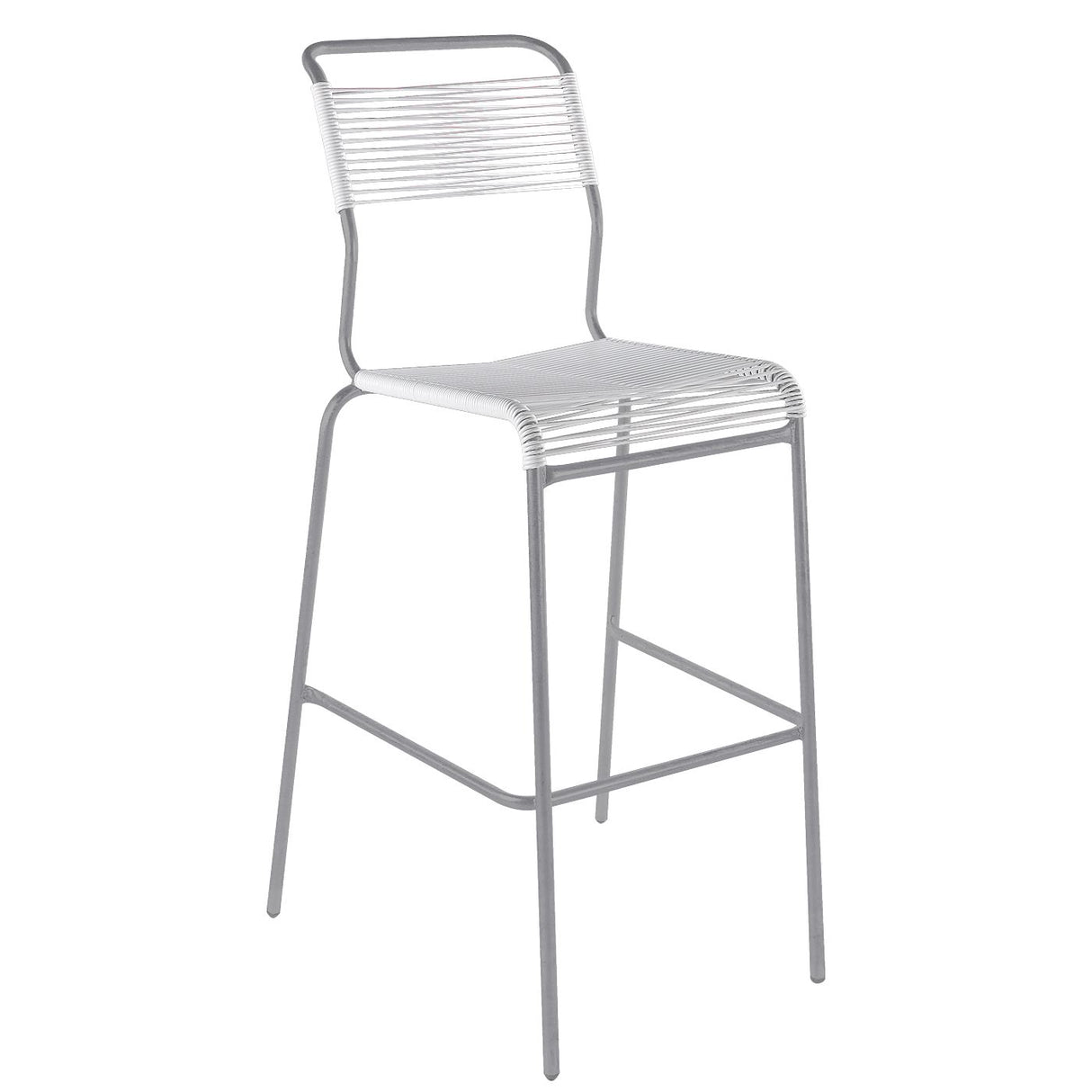 Schaffner Säntis Tabouret de bar Spaghetti sans accoudoirs Gris Argent 78 Blanc 90