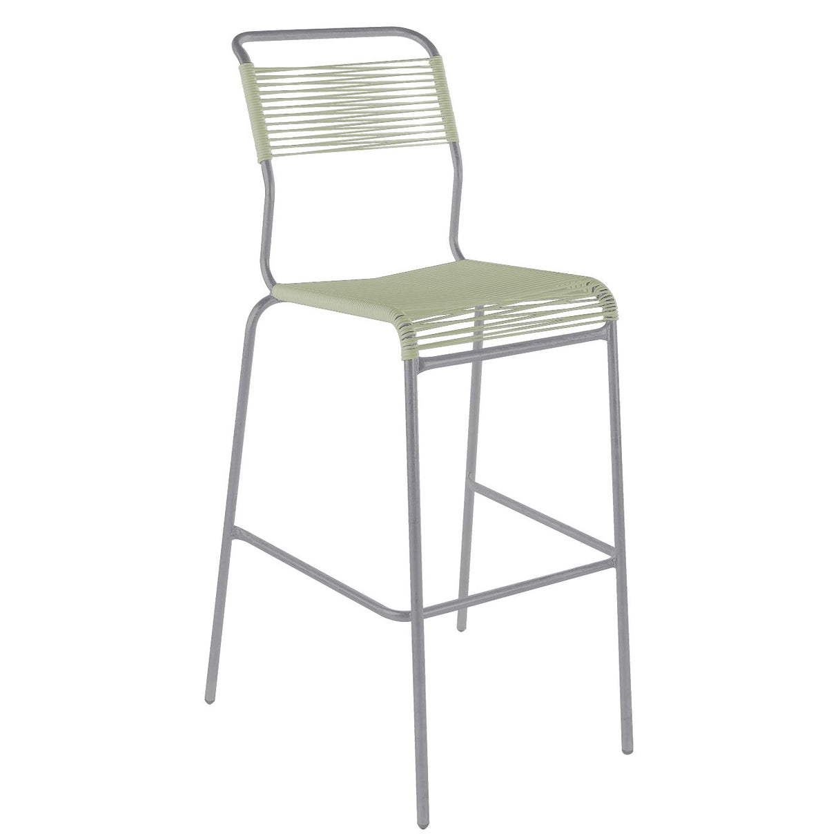 Schaffner Säntis Tabouret de bar Spaghetti sans accoudoirs Gris Argent 78 Vert pastel 64