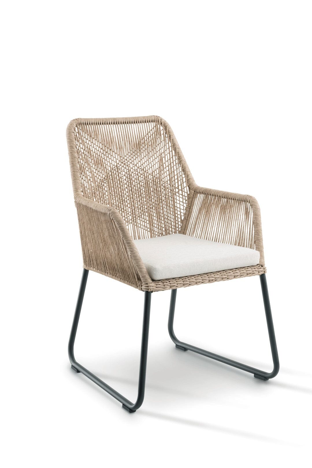 SIT Mobilia Allanis Fauteuil repas alu anthracite pieds en luge Beige 40 - Southend White 130