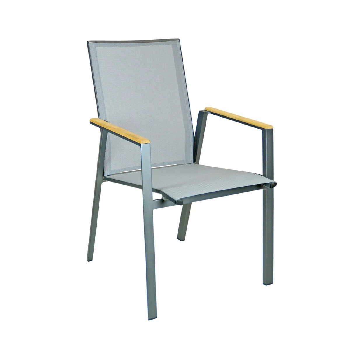 SIT Mobilia Merlo Fauteuil repas inox accoudoirs en teck