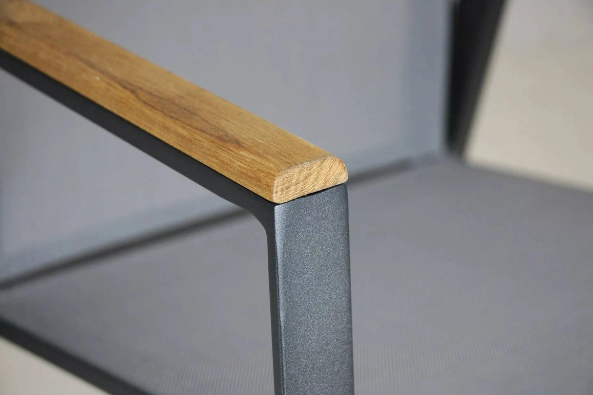 SIT Mobilia Merlo Fauteuil repas inox accoudoirs en teck