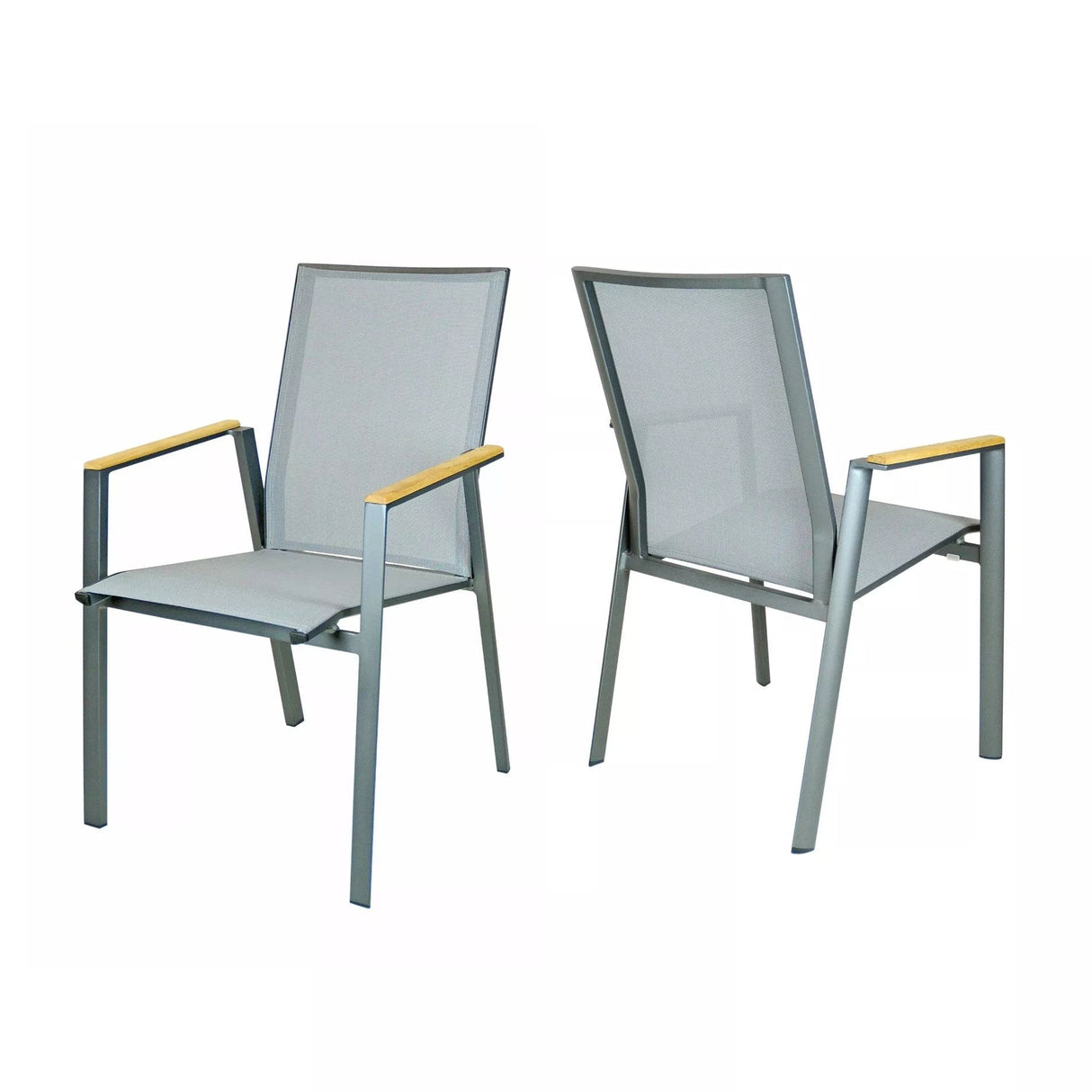 SIT Mobilia Merlo Fauteuil repas inox accoudoirs en teck