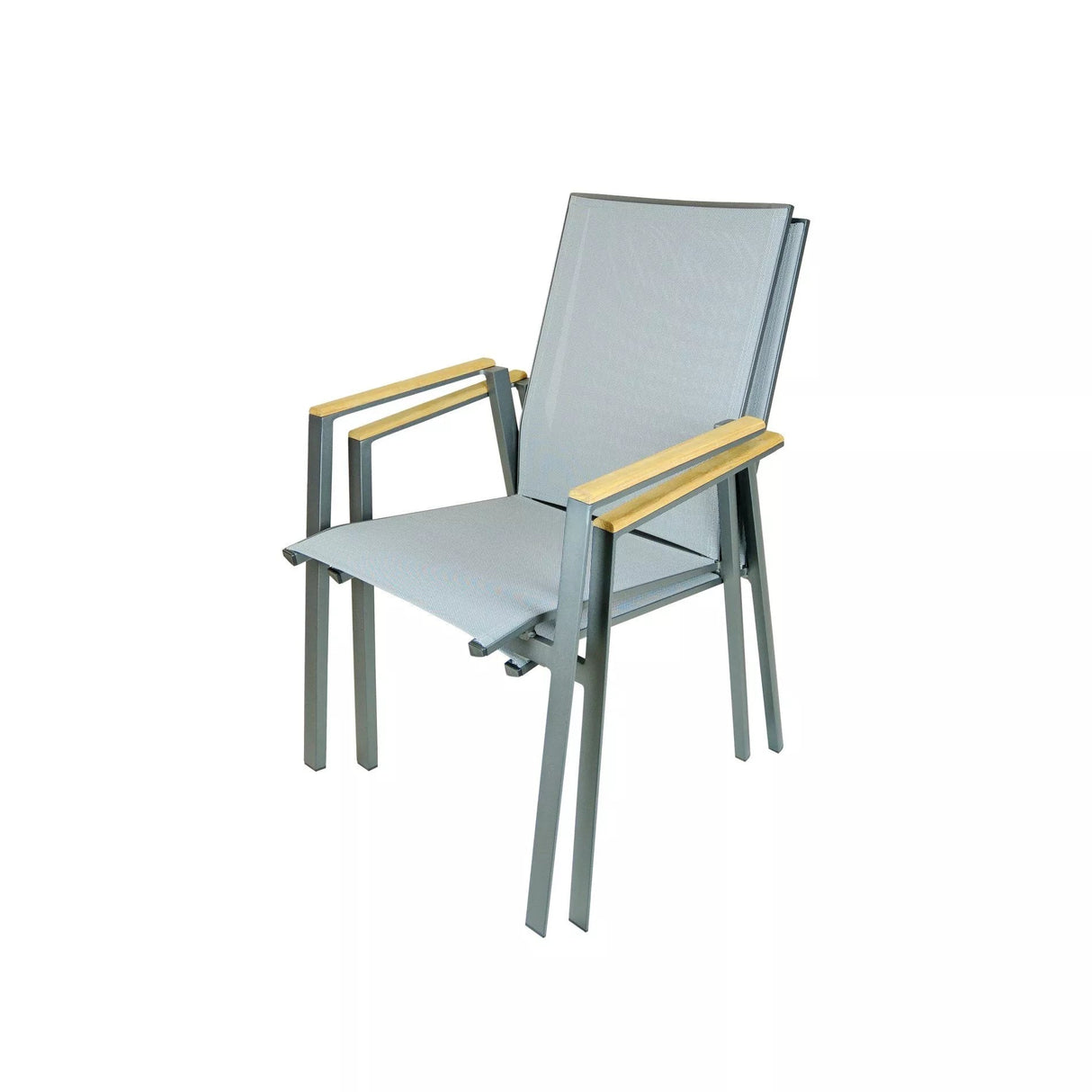 SIT Mobilia Merlo Fauteuil repas inox accoudoirs en teck