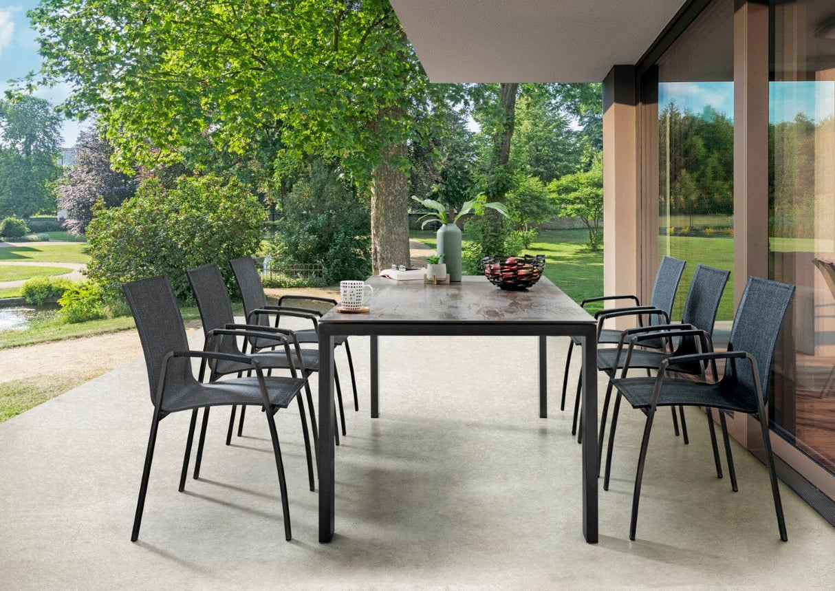 SIT Mobilia Olympia Oslo Preto Table à rallonge pivotante 160-220x95cm en inox chromé noir avec Plateau céramique