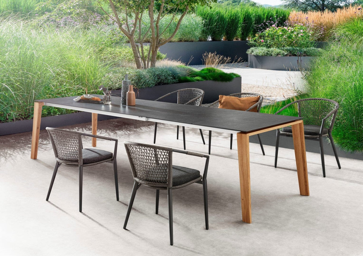 SIT Mobilia Olympia Turin Table à rallonge pivotante 160-220x95cm en teck avec Plateau céramique