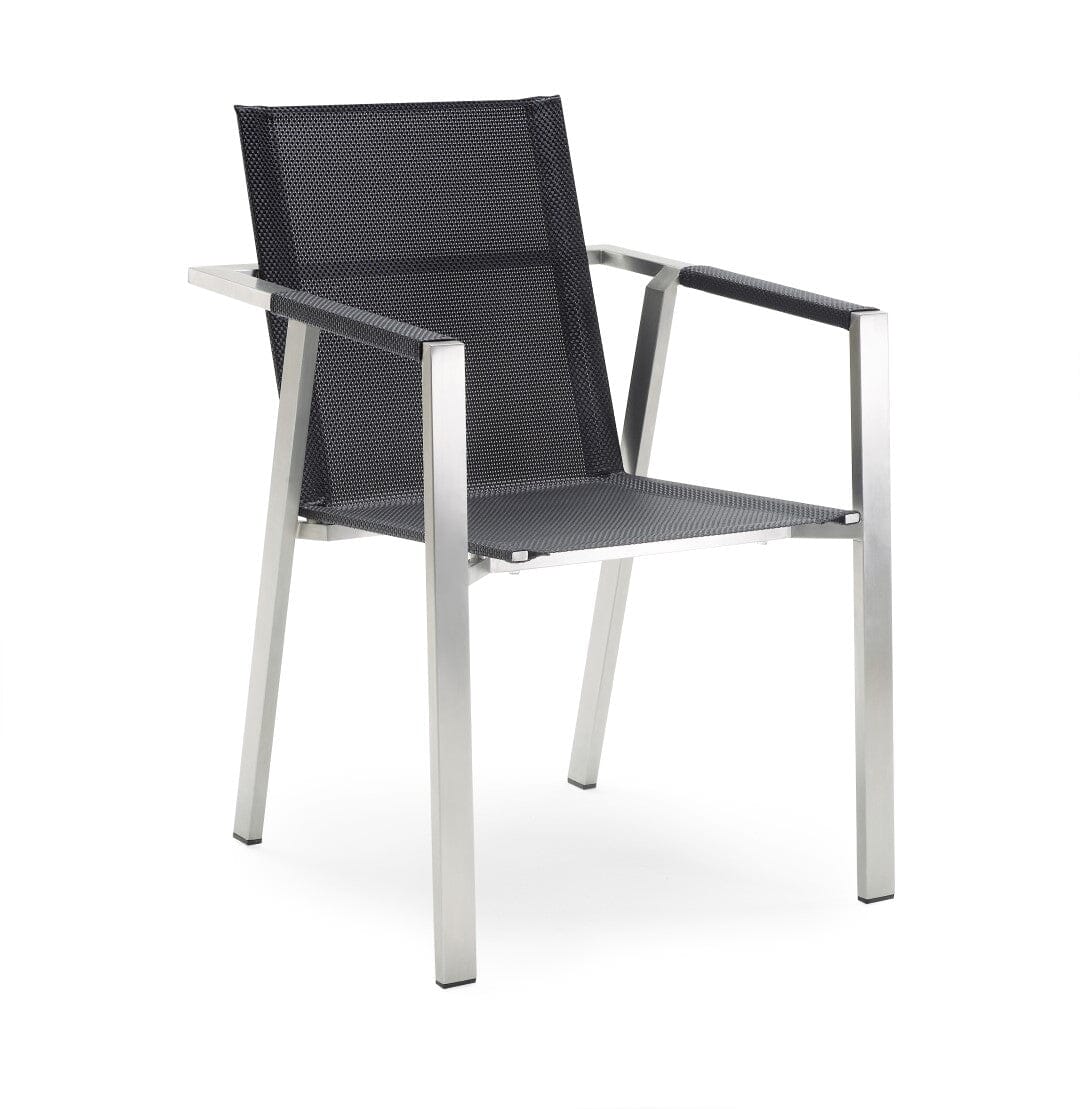 Solpuri Allure Fauteuil empilable - Acier inoxydable Toile Softex Coal