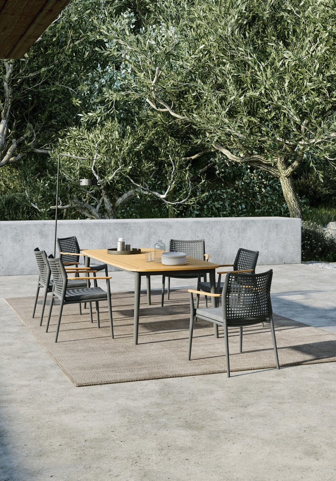 Solpuri Charlie Table 230 x 100cm - Alu Anthracite / Plateau Teck