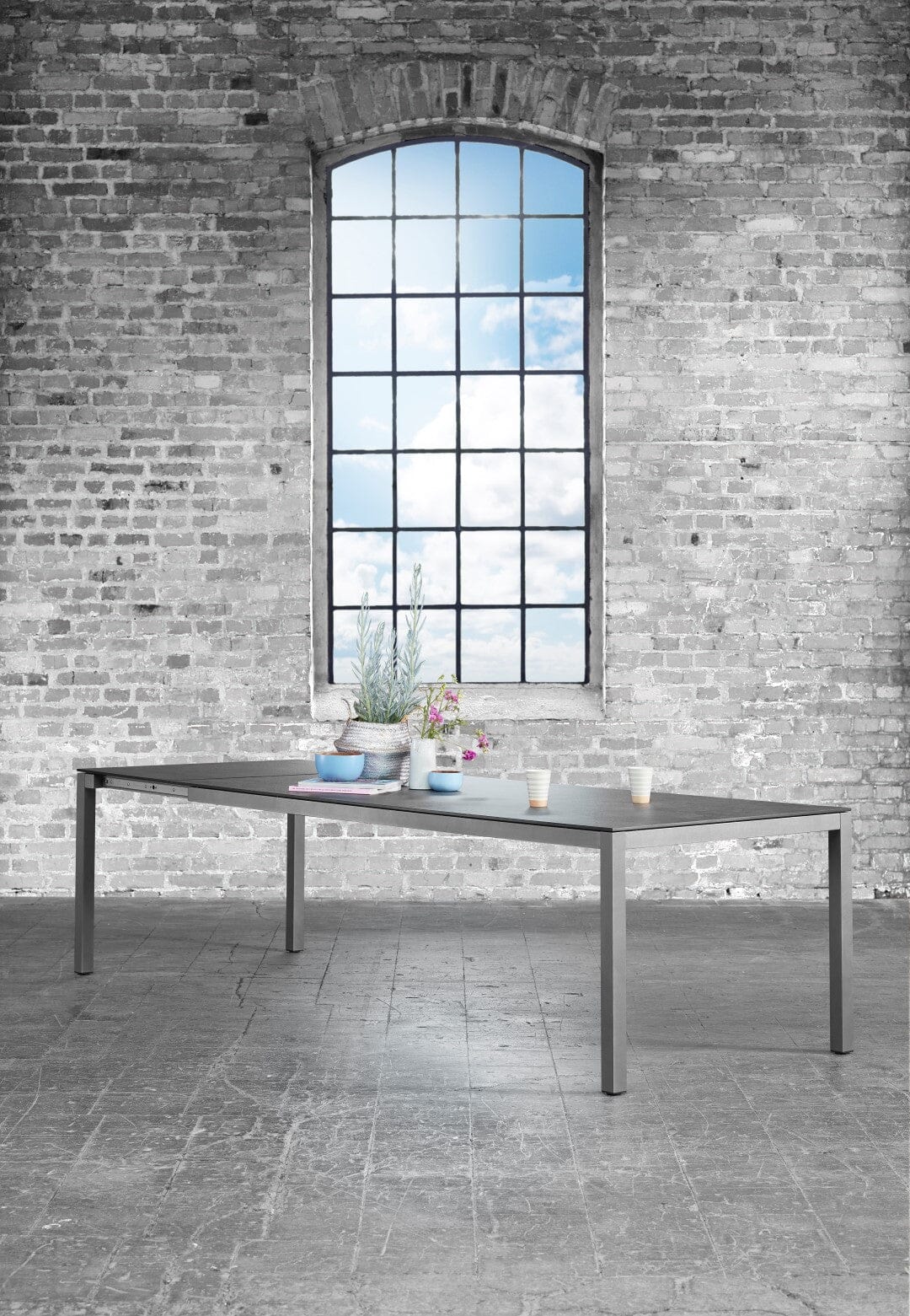 Solpuri Classic Alu Table à rallonge 160-220 x 100cm - Alu Anthracite / Plateau Céramique