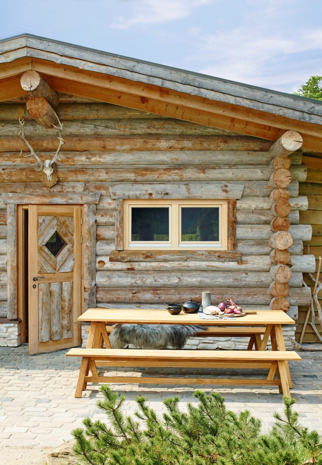 Solpuri Country Banc sans dossier 240cm - Teck rustique