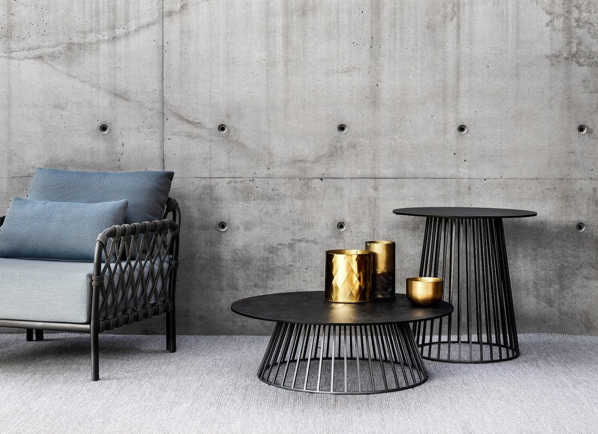 Solpuri Grid Table basse mi-haute Ø 70cm h: 65cm - Alu Anthracite / Plateau HPL