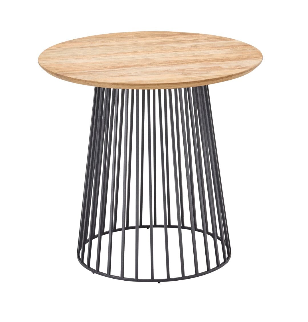 Solpuri Grid Table basse mi-haute Ø 90cm h: 65cm - Alu Anthracite / Plateau Teck Teak