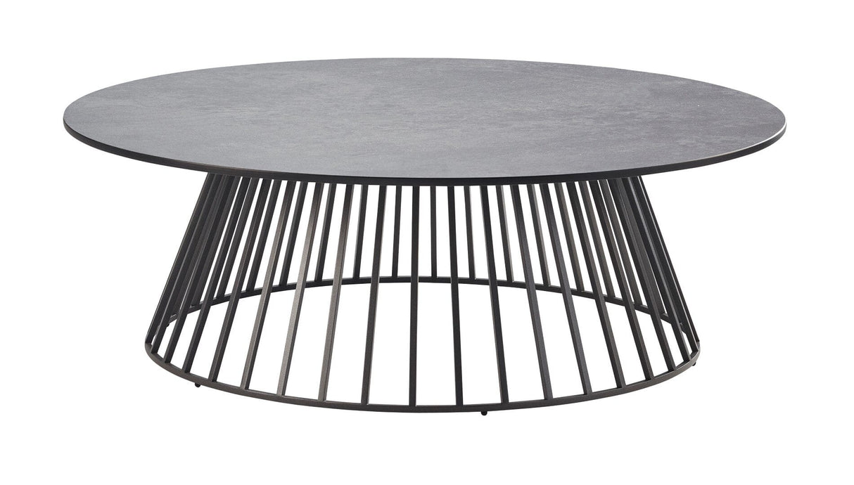 Solpuri Grid Table basse Ø 110cm h: 30cm - Alu Anthracite / Plateau HPL