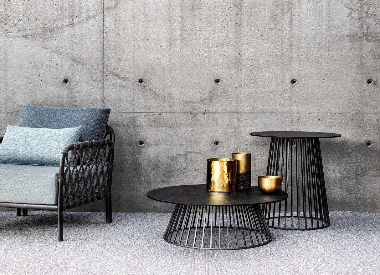 Solpuri Grid Table basse Ø 110cm h: 30cm - Alu Anthracite / Plateau HPL