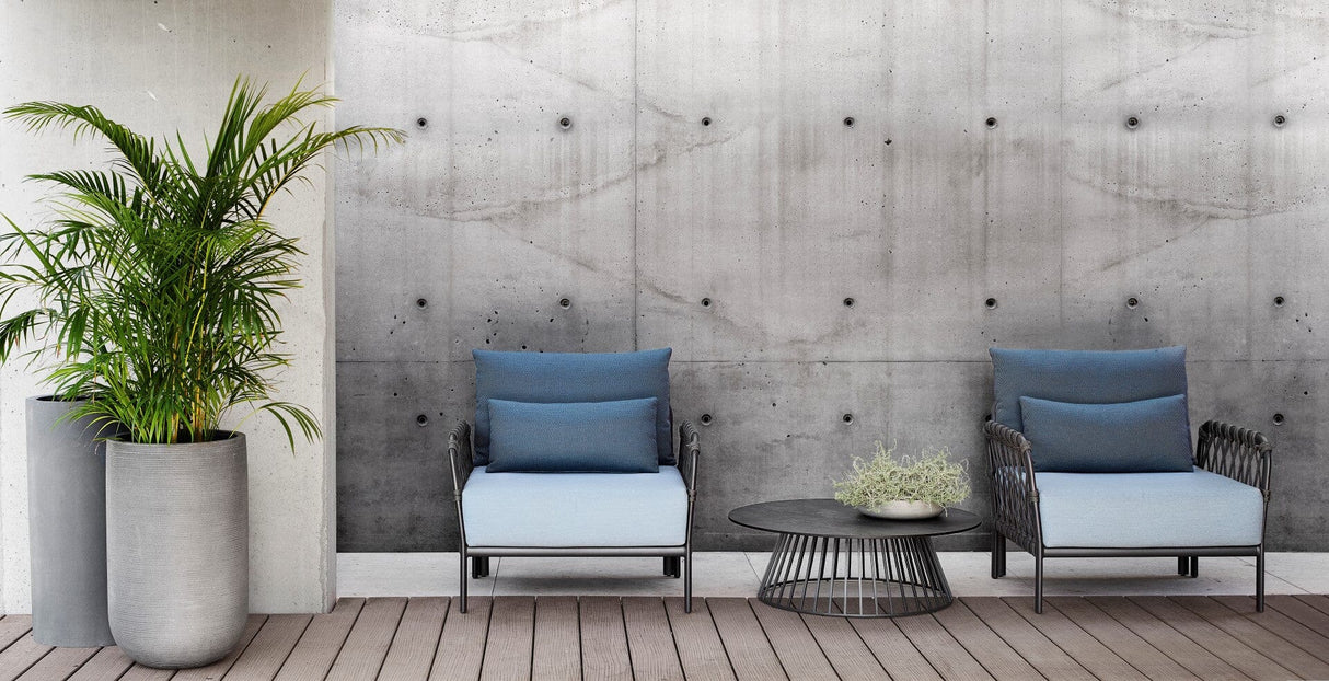 Solpuri Grid Table basse Ø 110cm h: 30cm - Alu Anthracite / Plateau HPL